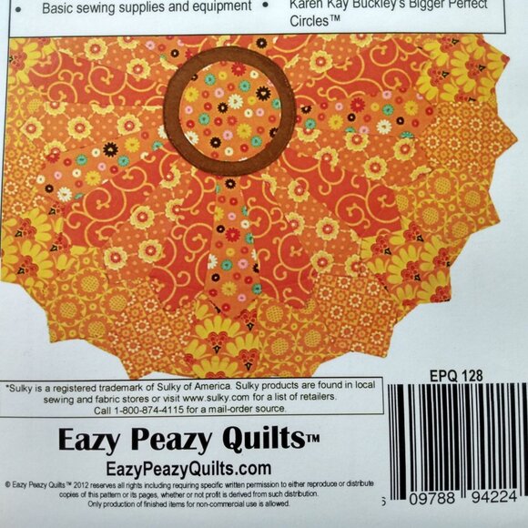 Pozie Placemat Centerpiece Quilting Sewing Pattern 16" Round Flower Eazy Peazy - Picture 6 of 8